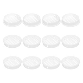 sourcing map 12Pcs 50mm/1.97" Circular Soffit Air Vents, Plastic Soffit Vent Cover, Round Mesh Hole Louver for Bathroom Kitchen Cabinet Wardrobe, White