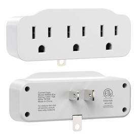2 Pack, MKSENSE 3-Outlet Extender Multi Plug Wall Outelt Splitter, Grounded 3-Prong Adapter for Home Office, Gaming Room, School Dorm, Cruise use,ETL Certified (White2)
