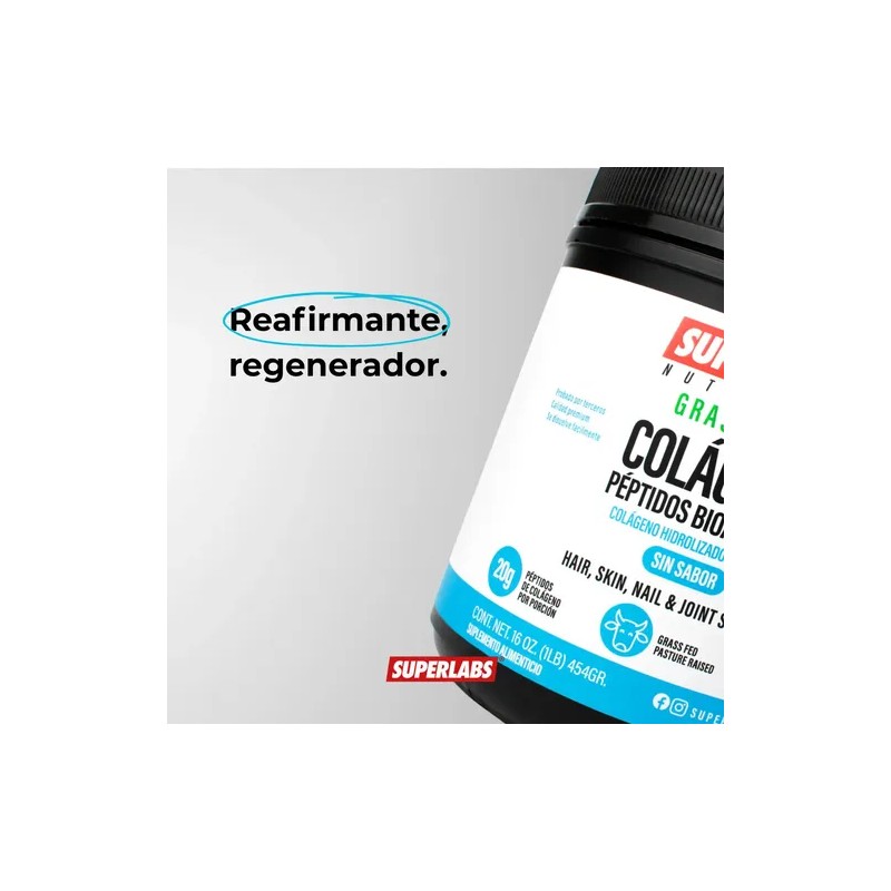 Superlabs Nutrition Colágeno Hidrolizado 454g Sin Sabor Grass Fed