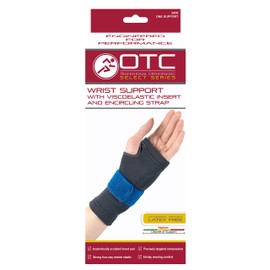 OTC Wrist Brace, Compression Recovery, Gel Insert, Encircling Strap, Gray (Right Hand), Small