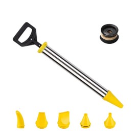 INREPRO Cement Caulking Pump Thickened Stainless Steel Hand Caulk Mortar Pointing Grouting Gun Mortar Sprayer Applicator Cement Caulking Gun with 5 Nozzles (Yellow)