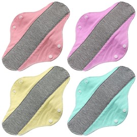 JAWUZ Pack of 4 Washable Panty Liners, Cotton Absorbent Graphene Materials for Menstruation, Prevents Urine Loss, a