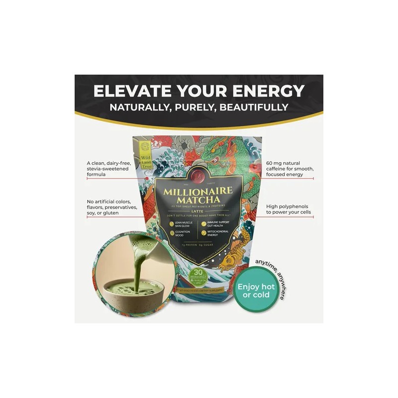 Matcha Orgánico Millionaire Matcha Ceremonial Grade Organic Matcha, 14.5 oz