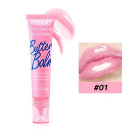 FEBBLE Squeeze Lip Butter Balm: Hydrate, Glossy, Lightweight, Moisturize & Tint with Shea Butter lip stain Moisturizing Oil Smooth Cosmetic - Specification: #01 Peach