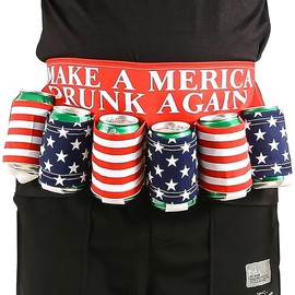 Beer Belt,Fourth of July American Patriotic Beer Gift For Men,6 Pack Insulated Beer Holder, Novelty USA Beer Soda Can Holster.Beer Accessories For White Elephant Party Festival Holiday Game Night