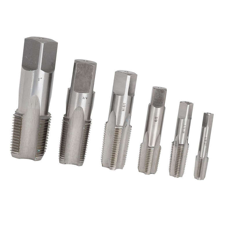 6Pcs NPT Pipe Tap Set Thread HSS for Plumber Industrial