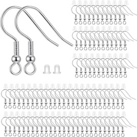 Arti-Cipes Stainless Steel Piercing Hooks, Approx. 50 Sets (150 Pieces) Set, Round Ball, Fishhook Earrings, Metal Allergies, Comes with Catches, Piercing Hardware, For Jewelry, Jump Ring Parts, DIY