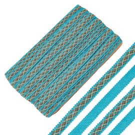 WEBEEDY 12m Blue Braid Trim Polyester Woven Braid Trim Upholstery Trim Centipede Decorative Gimp Trim for Sewing, Sofa Pillow Cover Edge Decoration, Wedding Supplies, Gift Wrapping,15mm Width