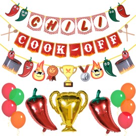 Pirese Chili Cook Off Decorations – Chili Pepper Decorations & Banner for Cookoff Parties, Chili Cook Off Supplies, Mexican Chili Peppers Decor, Fiesta Cooking & Spicy Pepper Party Decorations