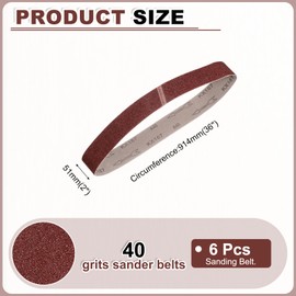 HARFINGTON 2 x 36 Inch Sanding Belts, 6 Pcs 40 Grits Aluminum Oxide Abrasive Belt Sander File Belt for Woodworking, Metal Polishing, Knife Sharpener