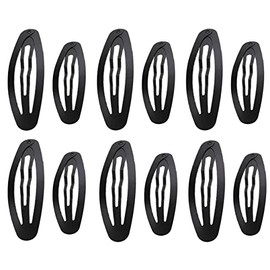 MAHAVIMOKSA 60pcs Oval Shape Barrettes Women Metal Snap Hair Clips for DIY Craft (50mm+60mm, Black)