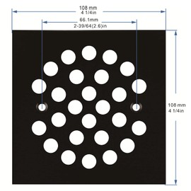 VOURUNA Square 4-1/4 Inch (108mm*108mm) Screw-in Shower Drain Cover Replacement Square Floor Drainer Grate, (Black)