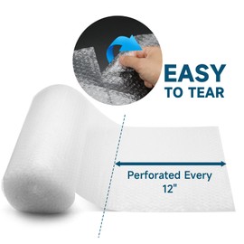 Bubble Cushioning Wrap 12 inch x 36ft - Large Plastic Packing Roll for Moving Boxes & Shipping Supplies - Moving Supplies, Perforated Every 12 Inch