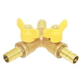 Beduan 3 Way Shut Off Ball Valve, 1/2" Hose Barb 2 Switch Brass Y Shaped Valve for Air Water Fuel Gas