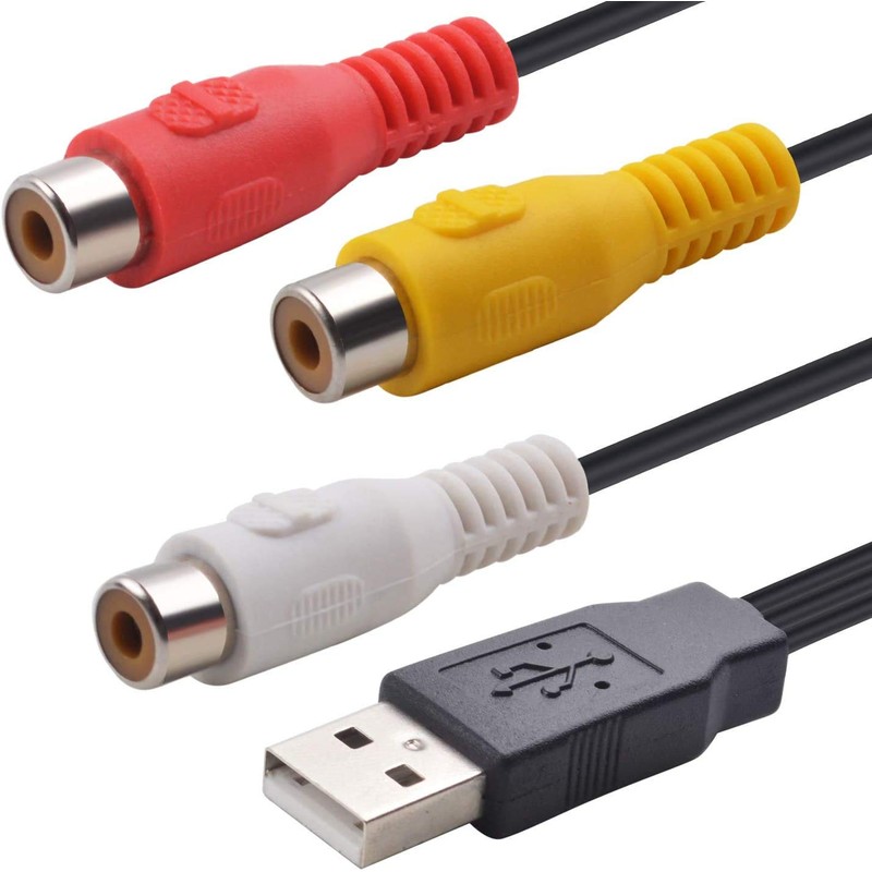 Luventg USB to 3RCA Cable, USB A 2.0 Male to