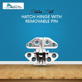 MARINE CITY 316 Stainless Steel Hatch Hinge with Removable Pin (2-5/8 × 2-7/8 Inches) - Ideal for Boat Cabins, Doors, Windows, Cabinets, Kayaks, Yacht Doors - 1 Pcs