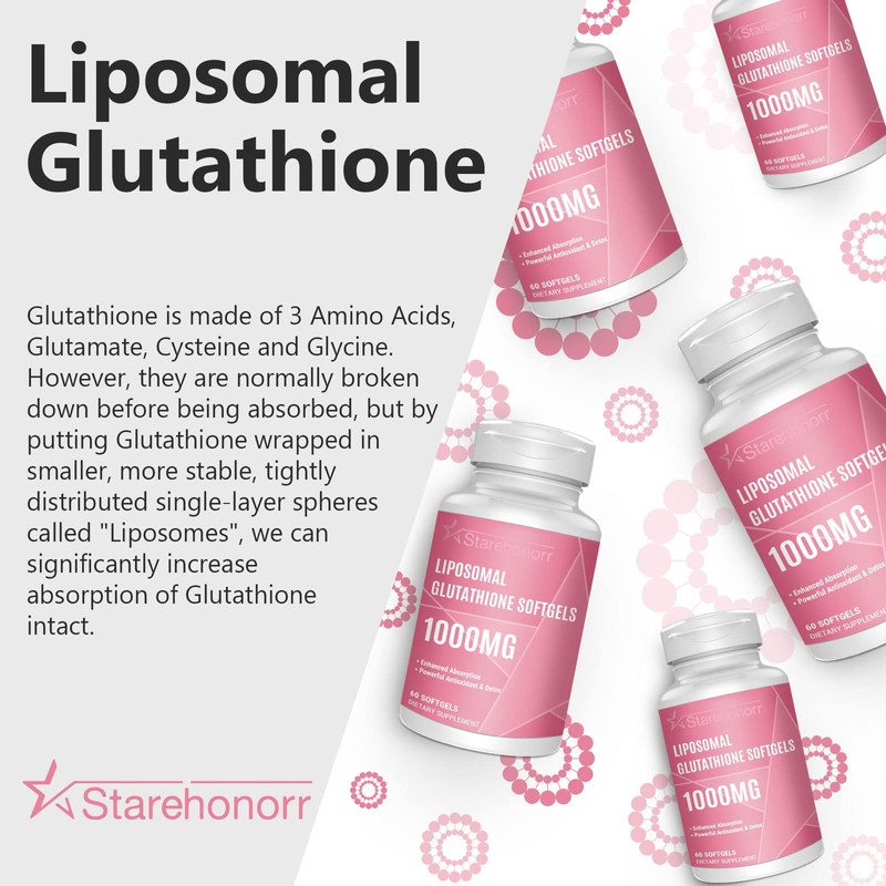 Liposomal Glutathione Softgels 1500MG, Reduced Glutathione Supplement with Vitamin C,