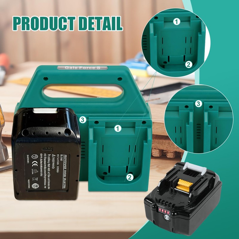 Bozdyru 4-Slot Battery Holder for Makita 18V & 14.4V