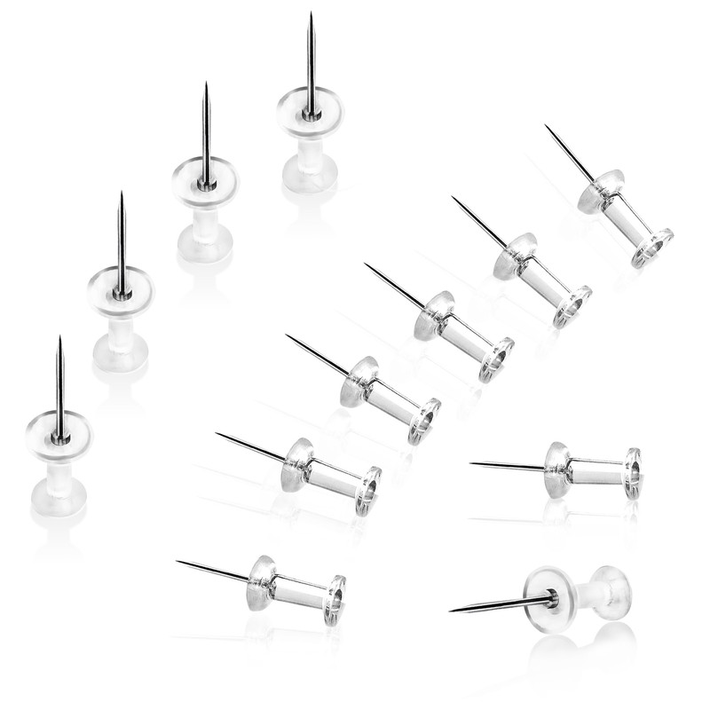 DEEINN Push Pins Tacks, Clear Plastic Head, Steel Point, Push