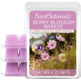 Scentsationals Wax Melts, Wax Cubes Strong Scent - Berry Blossom Breeze - Long Lasting Scented Wax Melts for Warmer, 10oz (24-Cubes)