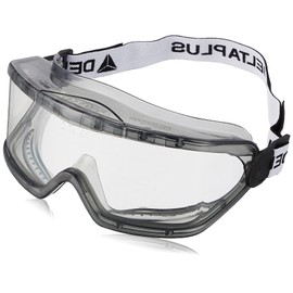 Delta Plus D0010 Clear Goggle Safety Glasses, Panoramic Screen, Wide Field of View, Compatible with Glasses, Polycarbonate Transparent Lens, PVC & Nylon Frame, Anti-Fog Treatment