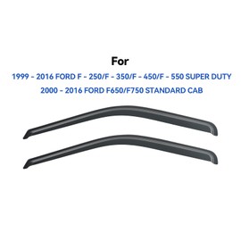 Window Rain Guards Shield for 1999-2016 Ford F250 F350 F450 F550 Super Duty, Out-Channel Window Wind Deflectors Shades for 2000-2016 F650 F750 Standard Cab, 2PCS