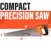 18” Hand Saw for Wood Cutting, 6 TPI Fine Cut,