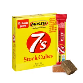 Massel Beef Style Broth Boullion Cubes, Gluten Free, Low Fodmap Stock, MSG & Dairy Free, Non GMO, 0g Trans Fat Soup Base, Seasoning For Ramen, Soup, Stew, No Animal Content, 10 Bulk Pack, 70 Cubes