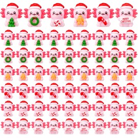 VioraWhite 60 Pcs Mini Resin Axolotl Tiny Miniature Christmas Hat Axolotl Figures Tiny Figures Animals for Christmas Party Favor Garden Landscape Dollhouse DIY Craft Micro Landscape Home Decor