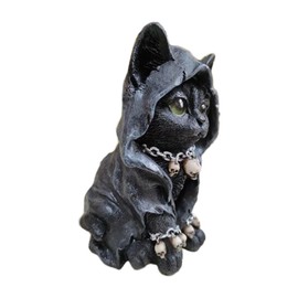 Black Cat Statue Cat Sitting Hand Painted Statue Resin Craft Ornaments for Outdoor Indoor Decor