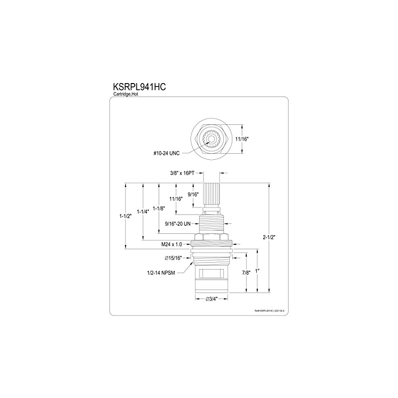 Kingston Brass KSRPL941HC Hot Cartridge, Polished Chrome