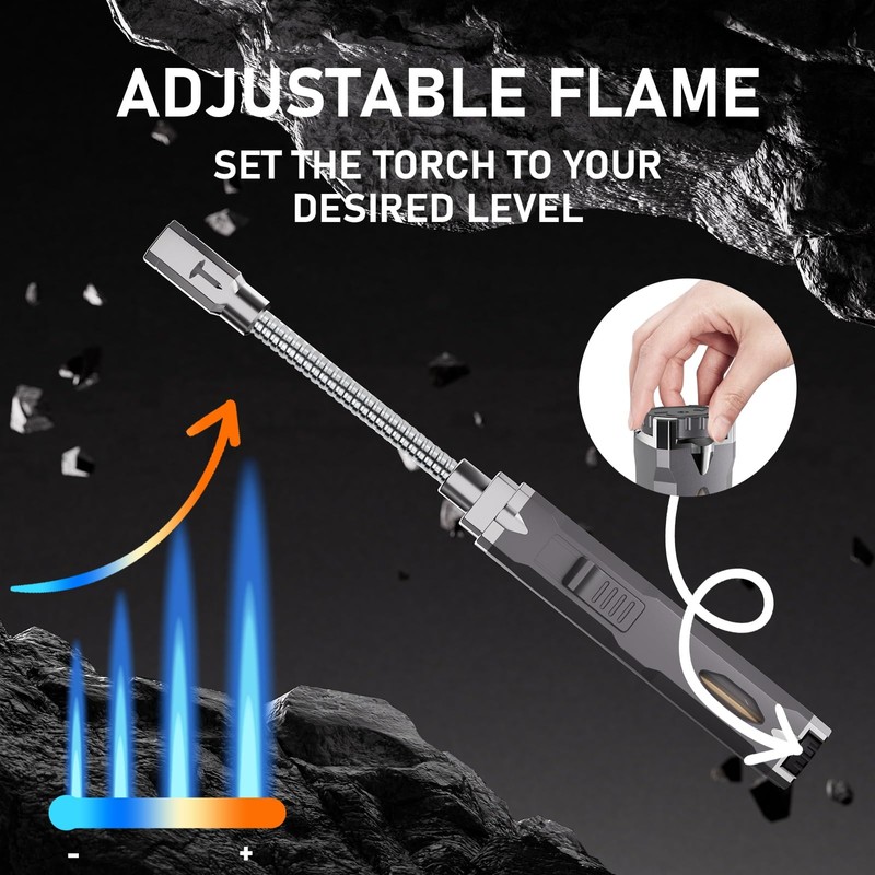 Torch Lighter, Long Flexible Neck Refillable Butane Lighter, Jet Flame