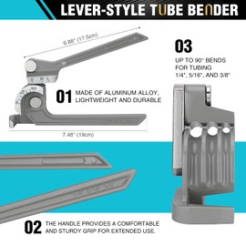 DURATECH Tube Bender, Pipe Bender, 3-IN-1, 1/4", 5/16", 3/8", for Copper, Brass, Aluminum and Thin Steel Pipes