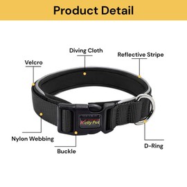 EZONEDEAL Heavy Duty Dog Collar for Large Dogs - Nylon Puppy Collar, Large Dog Collar, Pet Collar Suitable for Most of Male Female Dogs - Adjustable Black Dog Collar (Large, Black)