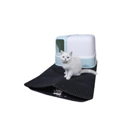 Cat Sand Mat, Splash Prevention, Easy to Clean, Honeycomb Design, Waterproof, Black, Deodorizing/Antibacterial, Cat Toilet Mat (Black, 17.7 inches (45 cm), 11.8 inches (30 cm)
