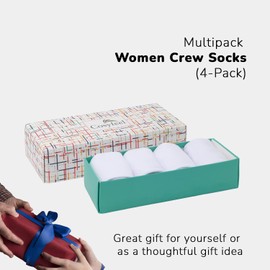 Cosyfeel® Women Crew Socks | Multipack Women’s Dress Socks (4-Pack) | Made of Super Soft Eco-Friendly Cotton Material | Durable with Seamless Toe | Suitable for all 4 Seasons