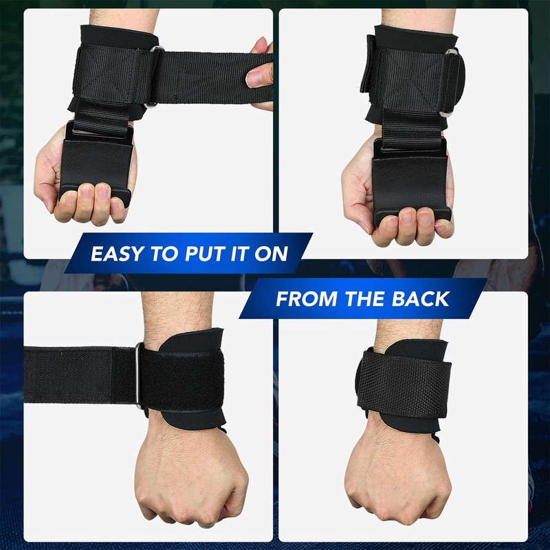 Weight Lifting Hooks Straps Pair, Gym Lifting Straps Non-Slip Rubber