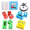 Wooden Face Changing Magic Cube Game, Expression Puzzle Building Blocks