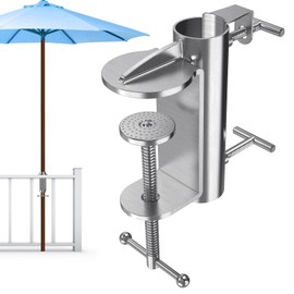 BeneLabel Upgraded Heavy Duty Deck Umbrella Mount for Railing Adjustable Patio Umbrella Clamp Clip Carbon Steel Umbrellas Mounting Bracket for Terrace, Balcony, Courtyard
