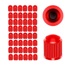 Ziciner 50 PCS Tire Valve Stem Caps, Plastic Car Tyre Valve Cap with O Rubber Seal, Dustproof Airtight Seal Wheel Stem Covers, Universal Accessories for Cars, SUVs, Bicycles,Trucks (Red)