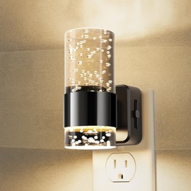 Night Lights Plug into Wall, Dimmable Night Light with Dusk to Dawn Sensor, Acrylic Night Light with Warm Light 3000K, Wall Sconce-Style Design Nightlight for Hallway, Bathroom, 1-Pack