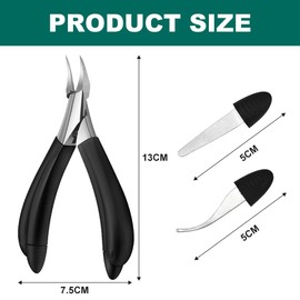 GIRAFEDA Precision Toenail Clippers for Thick and Ingrown Nails, Heavy Duty Nail Scissors with Nail File and Nail Pick, Podiatrist Ingrown Toenail Treatment Tools Kit for Men Women Elderly(Black