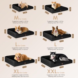 EHEYCIGA XXL Memory Foam Dog Bed, Orthopedic Dog Beds for Extra Large Dogs, Waterproof Egg Crate Dog Couch Bed with Washable Removable Cover and Non-Slip Bottom, L Shaped Dog Bed, Black