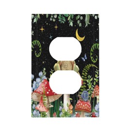 Mushroom Boho Moon Stars Aesthetic Floral Funny Frog Duplex Outlet Covers Decorative Single Light Switch Covers Electrical Receptacle Wall Plate Plug Switchplate Dimmer for Home Decor