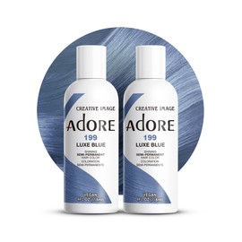 Adore Semi Permanent Hair Color - Vegan and Cruelty-Free Blue Hair Dye - 4 Fl Oz - 199 Luxe Blue (Pack of 2)