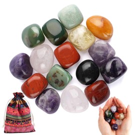 Hopton Bunter Edelsteine gro?e 200g, 2C3 cm Edelsteine fr Kinder, Mix Trommelsteine, Glckssteine, Kristalle Steine, Wassersteine, Heilsteine Dekosteine im bunten Stoffbeutel fr Vasen Brunnen Aquarium