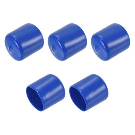 sourcing map 5pcs Rubber End Caps 25mm ID Vinyl Round Tube Bolt Cap Cover Screw Thread Protectors Blue