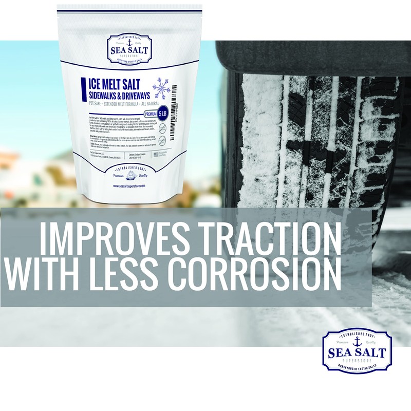 Ice Melt Salt for Sidewalks and Driveways - All-Natural Sea