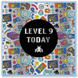 Design By Violet Gamer Level Up 9 Today Birthday Greeting Card Age 9 Happy Birthday Card For Boy Girl Thoughtful Present Blank Inside With Stylish Gamer Design 15cm x 15cm