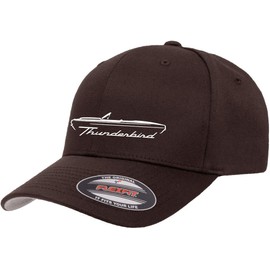 1964 1965 1966 Ford Thunderbird Convertible Outline Design Flexfit 6277 Athletic Baseball Fitted Hat Cap Brown S/M